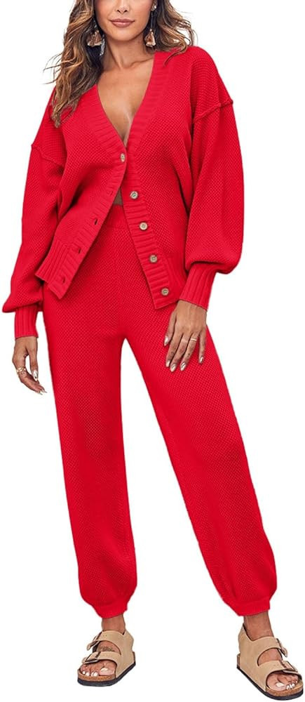 GREAIDEA Women's Two Piece Trendy Outfits Cozy Knit Loungewear Sweater Sets Oversized Slouchy Mat... | Amazon (US)