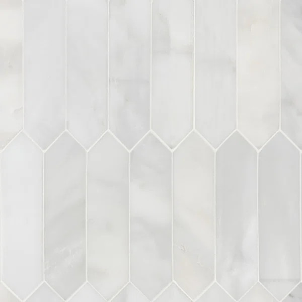 Arabescato Carrara Picket 10.63 in. x 12 in. Honed Marble Mosaic Wall and Floor Tile | Wayfair North America