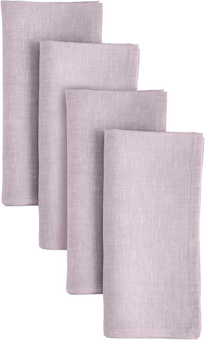 Solino Home Linen Cloth Napkins Set of 4-100% Pure Linen Chambray Lavender Dinner Napkins 20 x 20... | Amazon (US)