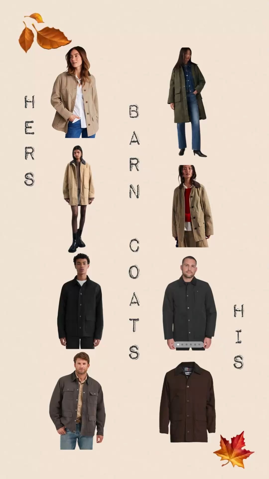 Cozy up this season with these 8 barn coats—4 his, 4 hers!

 Featuring favorites from Levi’s, Tommy Hilfiger, L.L. Bean, Wrangler, Lands’ End, Everlane, Macy’s, and even Amazon — perfect layering pieces for fall and winter. 🍂

Which one’s your favorite?

#Ad #BarnCoat #FallFashion #HisAndHers #CozyStyle #Levis #TommyHilfiger #LLBean #Wrangler #LandsEnd #Everlane #Macys #AmazonFinds

#LTKMens #LTKHoliday #LTKSeasonal