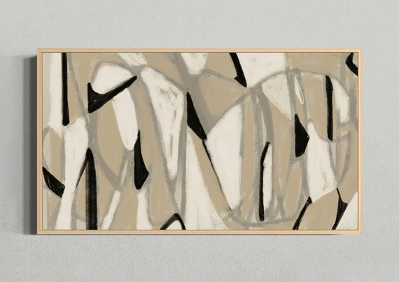 Samsung Frame TV Art Modern, Samsung Frame TV Art Abstract White and Black, Frame TV Art Beige an... | Etsy (US)