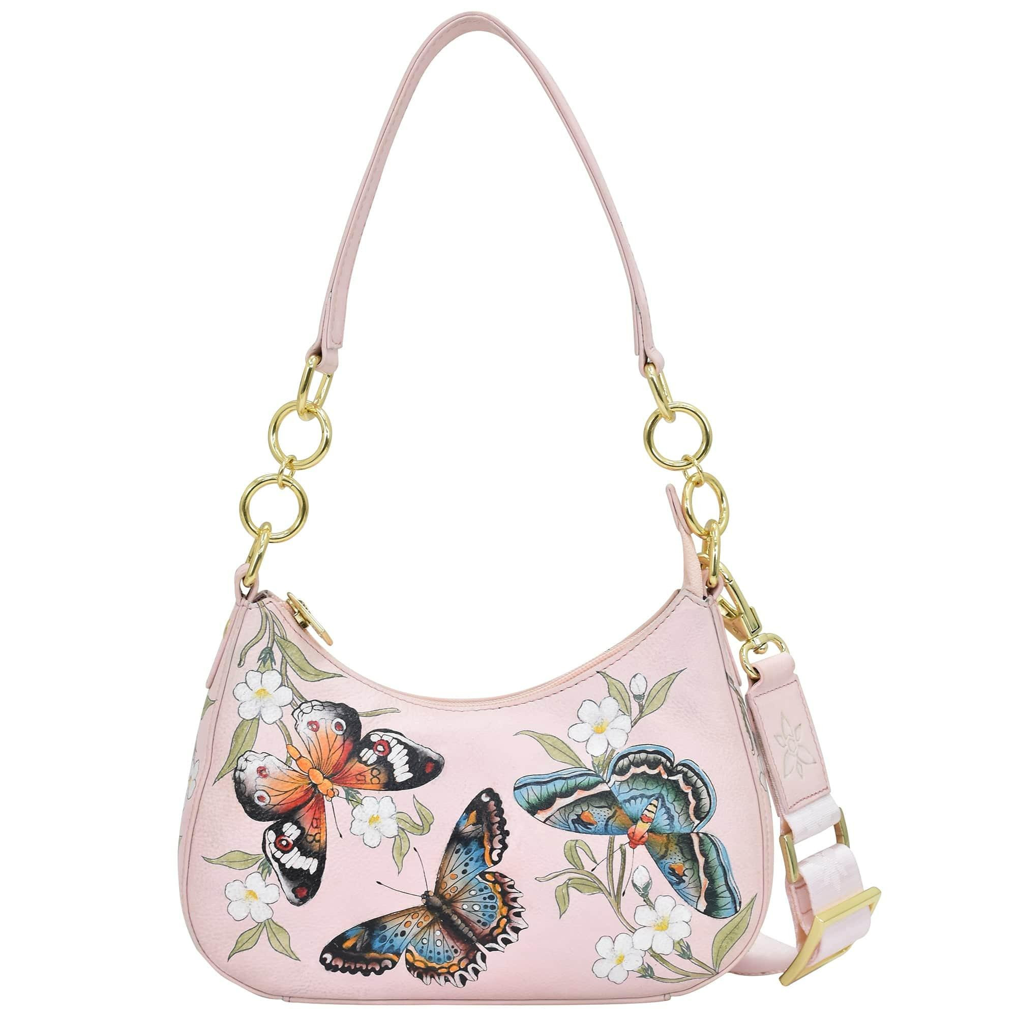 Buy Butterfly Melody Leather Hand Painted Small Convertible Hobo - 701 – Anuschka Leather | Anuschka 