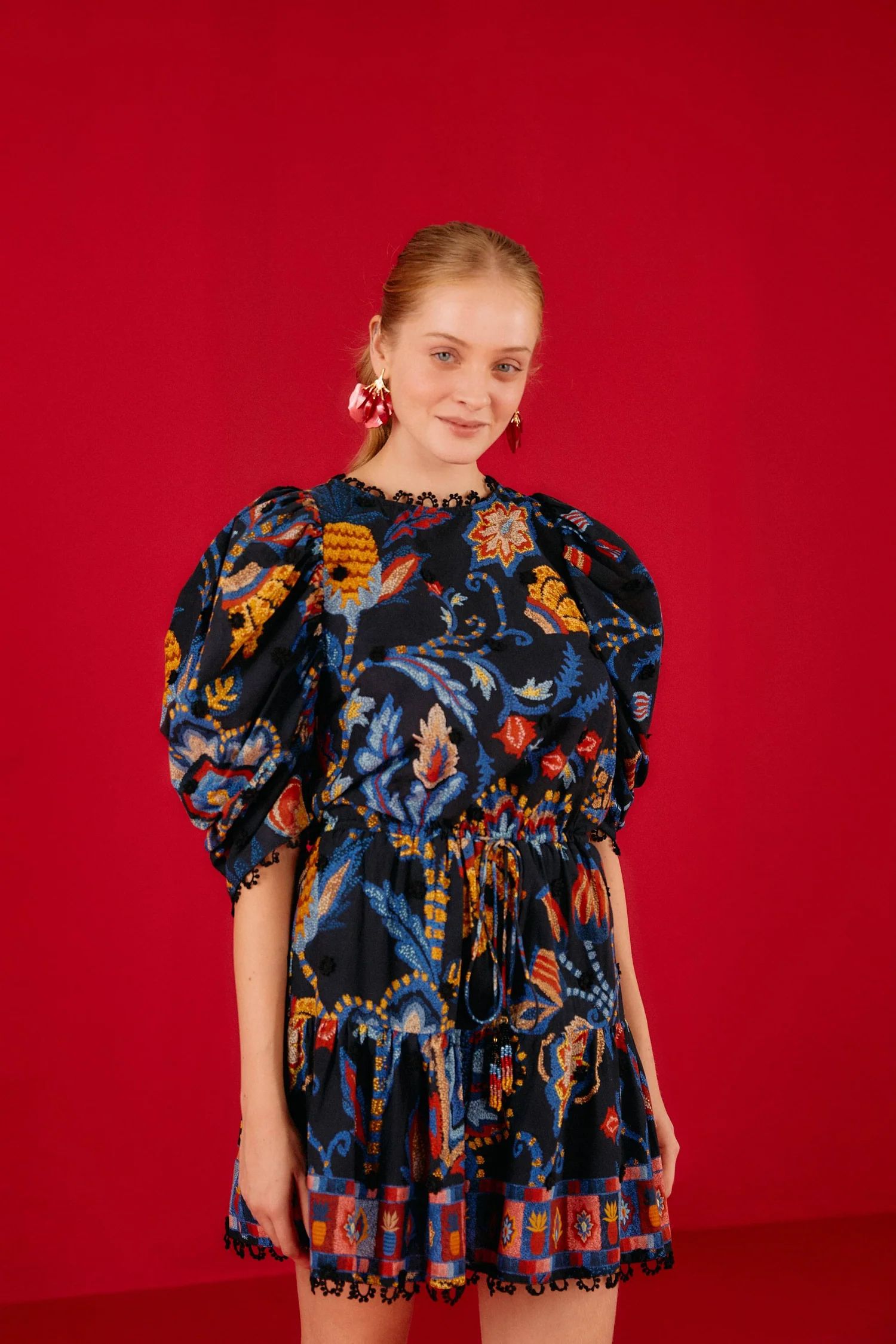 Black Sunset Tapestry Mini Dress | FarmRio
