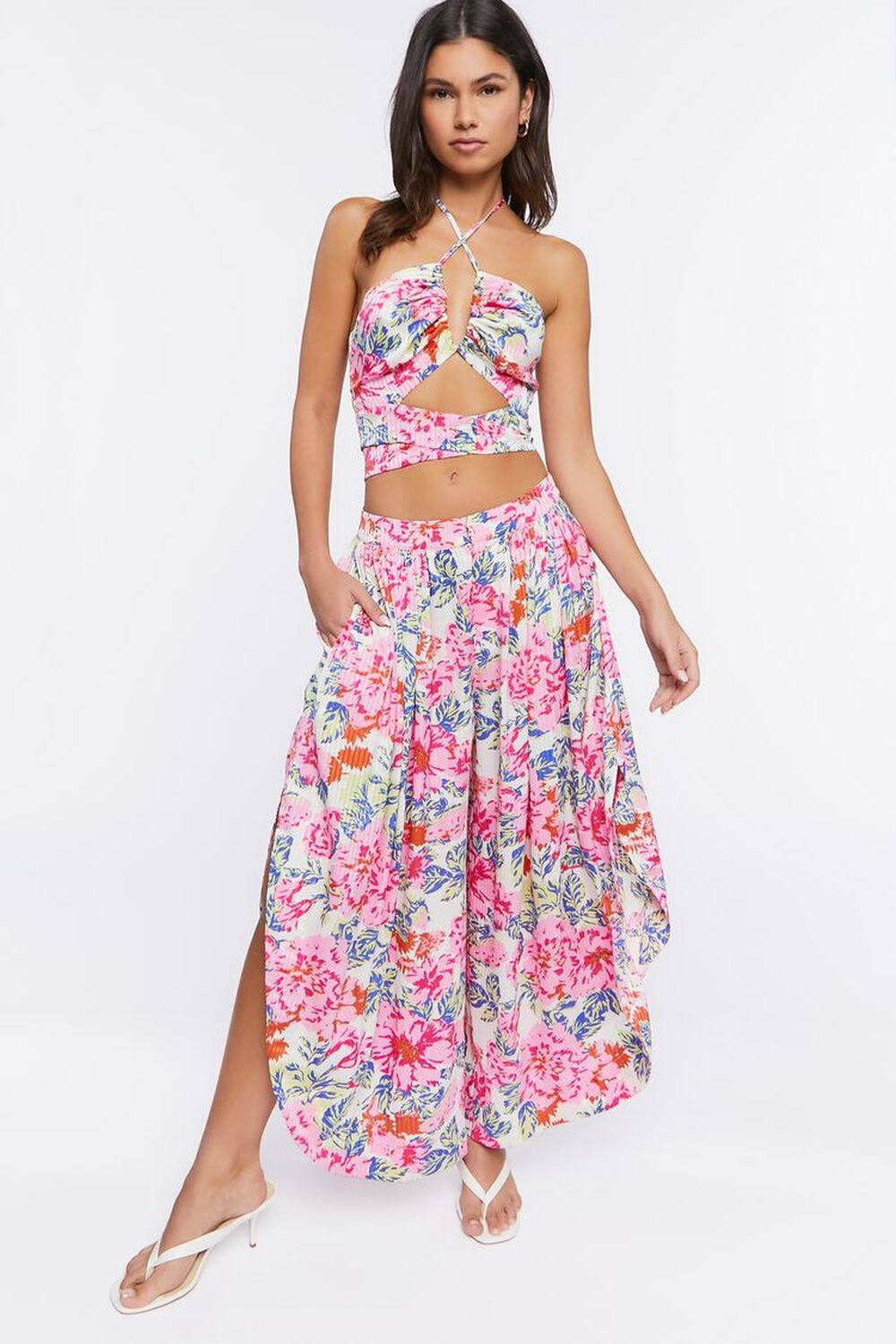 Floral Print Wide-Leg Slit Pants | Forever 21 (US)