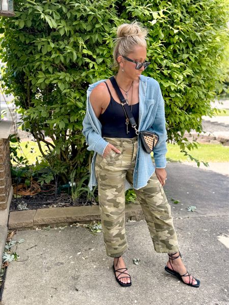 I’m a repeater and not mad about it… constantly creating new looks with pieces I’ve worn… this cargo is so good and comfortable for those warmer temps… my go to pool to party tops are incredible for layering, I’m not joking I’m constantly grabbing them… cool bra tank too…and this bag, I’m telling you, insanely good… for any Melinda Maria jewelry use code LINDSAY… summer outfit, tank, sandals, cargo pants, aerie, Anthropologie, target, jewelry, discount 

#LTKStyleTip #LTKFindsUnder50 #LTKSeasonal