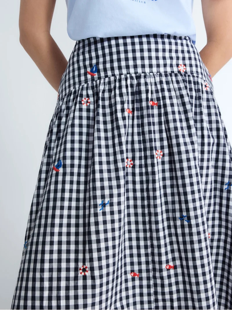 Free Assembly Women's and Women's Plus Embroidered Cotton Midi Skirt, Sizes 0-26W | Walmart (US)
