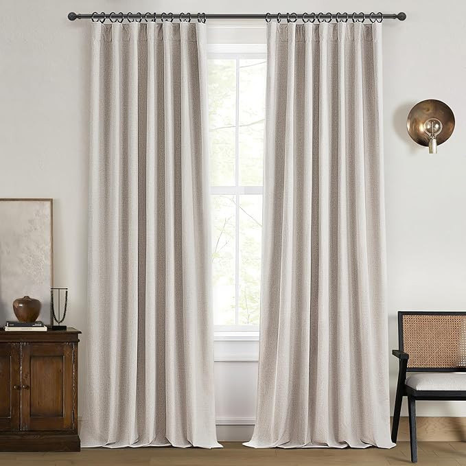 Black Out 96 Inch Long Boho Curtains 2 Panel Set, Farmhouse Curtains for Living Room Darkening/Th... | Amazon (US)