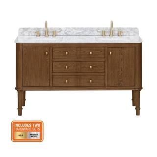 Home Decorators Collection Collette 60 in W x 22 in D x 35 in H Double Sink Bath Vanity in Cinnam... | The Home Depot