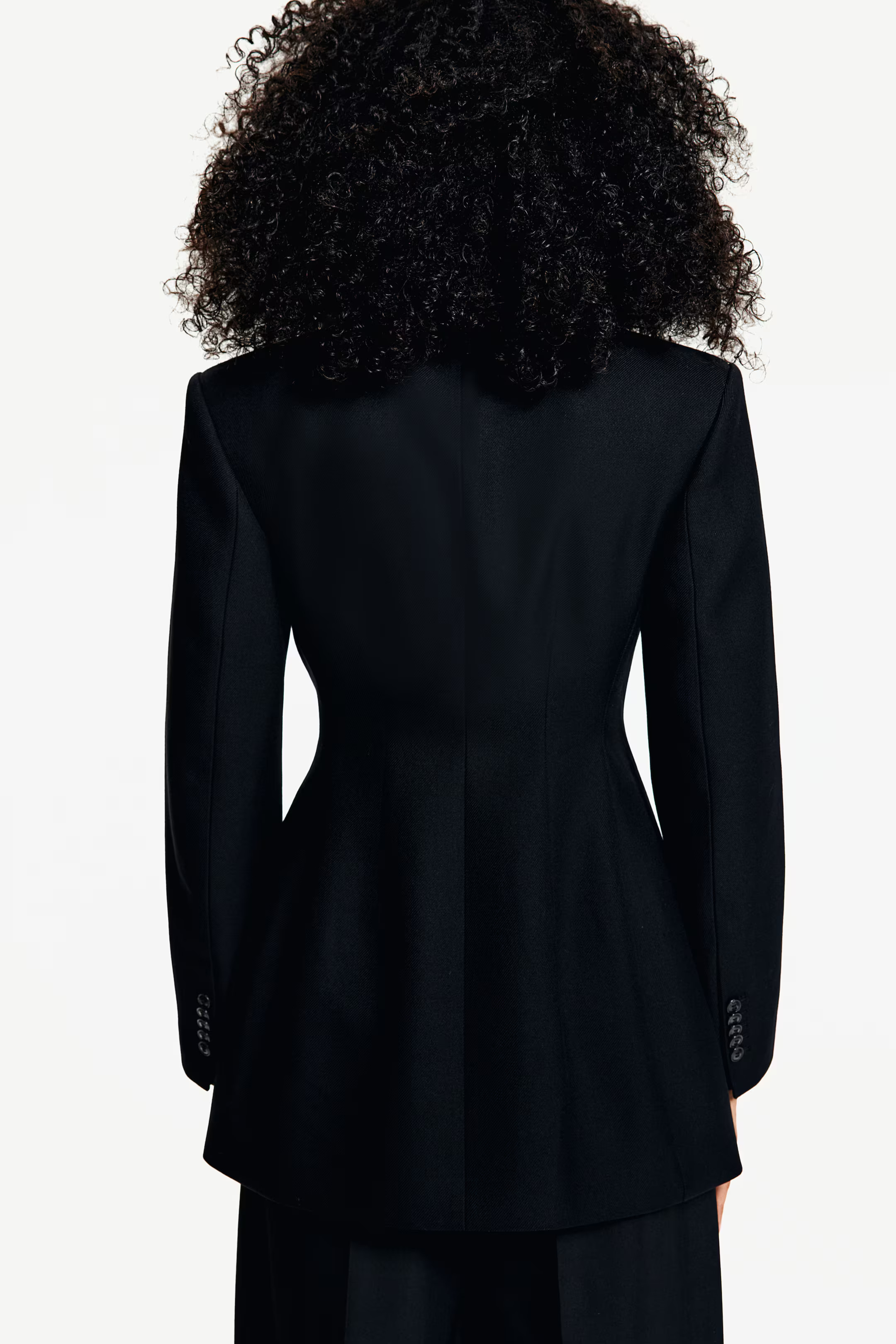 Defined-Waist Double-Breasted Blazer - Black - Ladies | H&M US | H&M (US + CA)