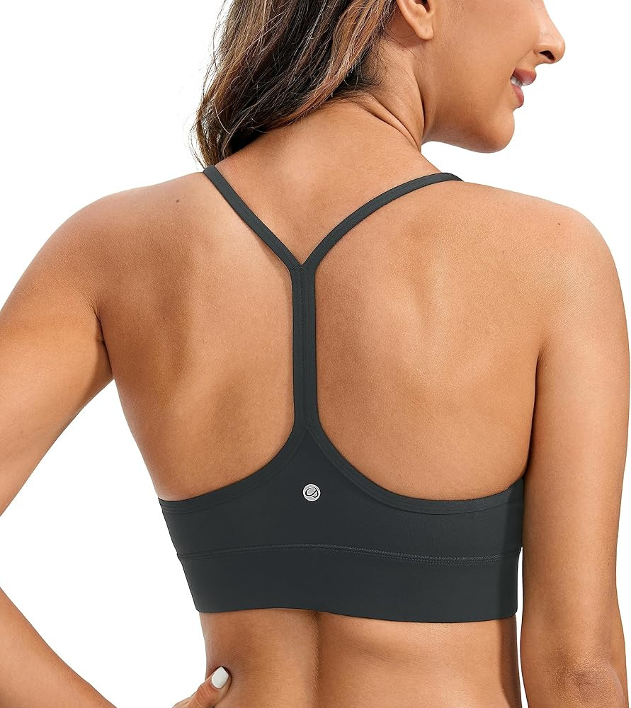 CRZ YOGA Butterluxe Womens Y-Back Racerback Sports Bra - Spaghetti Straps Wireless Scoop Neck Ath... | Amazon (US)