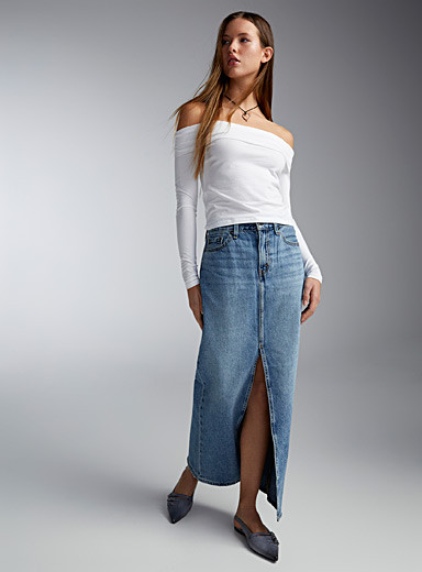 Slit denim maxi skirt | Simons