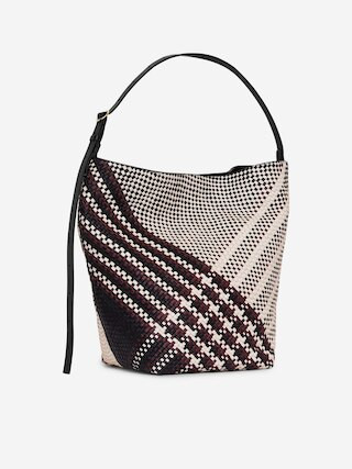Woven Leather Tote Bag – White/Black/Dark Red – ARKET GB | Arket UK