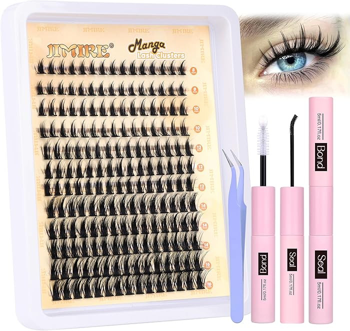 JIMIRE Natural Lash Clusters Kit Lash Extension Kit with Lash Bond and Seal 180Pcs Anime Eyelash ... | Amazon (US)