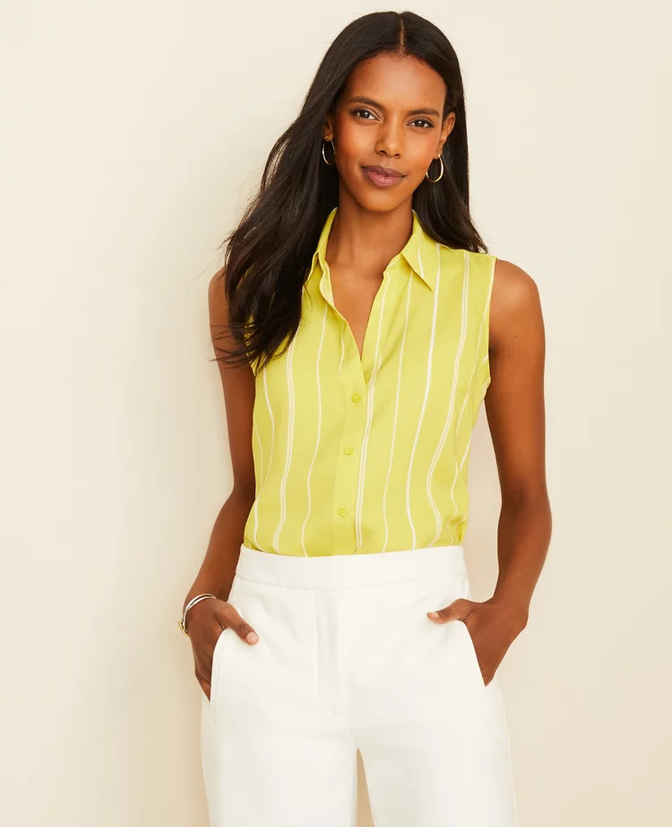 Striped Sleeveless Essential Shirt | Ann Taylor (US)