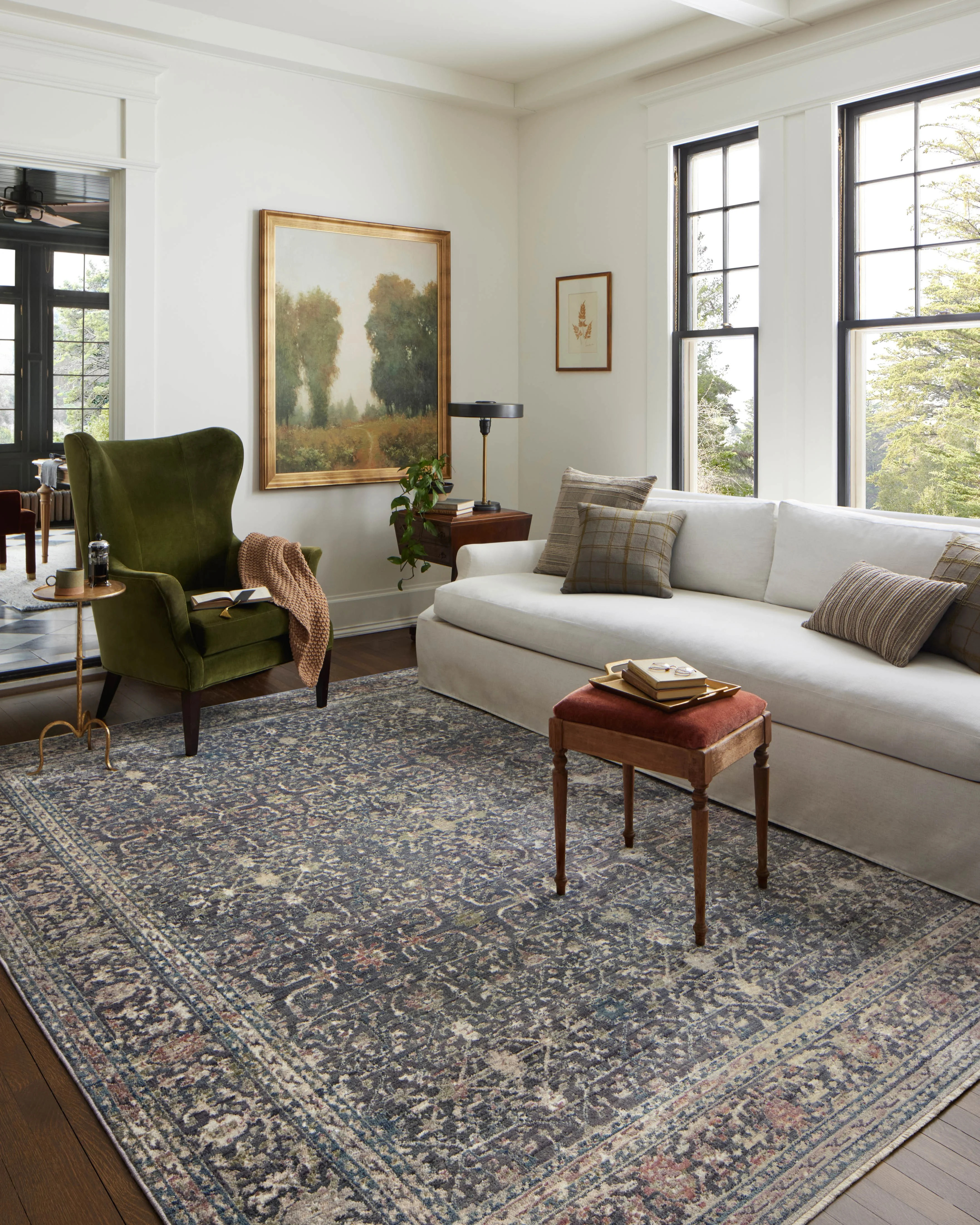 Bradbury BRU-01 Midnight/Teal/Pink Area Rug | Rugs Direct