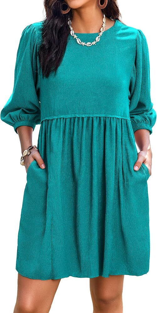 AI'MAGE Womens Swimsuit Cover Ups 3/4 Sleeve Bathing Suit Cover Up Beach Dress Bikini Coverups Va... | Amazon (US)