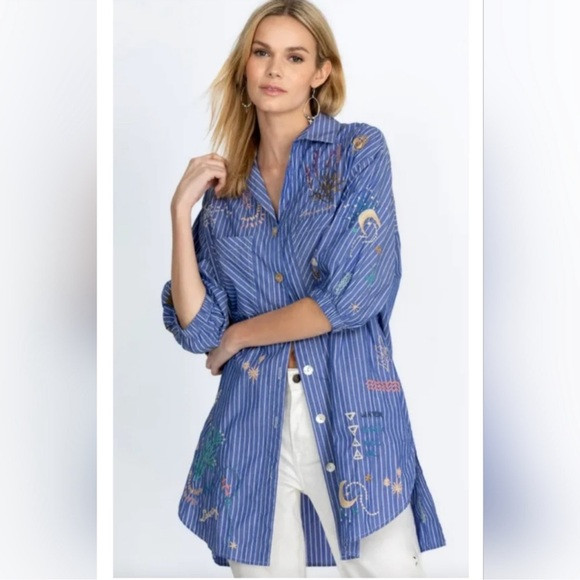 Johnny Was Blue Sezane Weekend Oversized Tunic Size: S | Poshmark