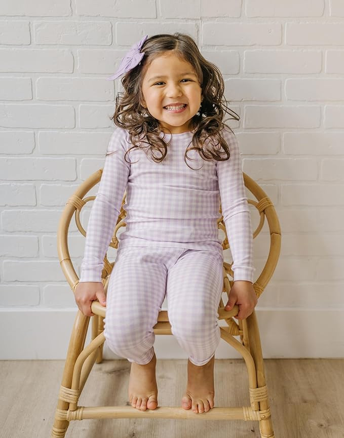 moimoln Baby Toddler Pajama Set, Soft Cotton Modal Snug-Fit Sleepwear, Plaid Check & Solid (6M-8Y... | Amazon (US)
