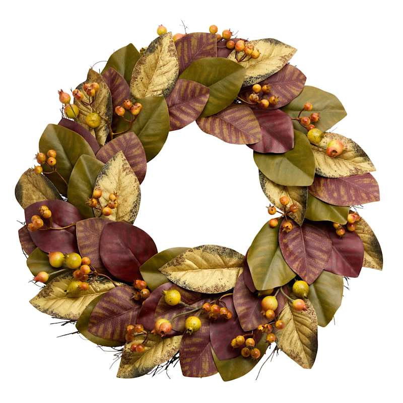 Brown Magnolia Wreath, 22" | At Home