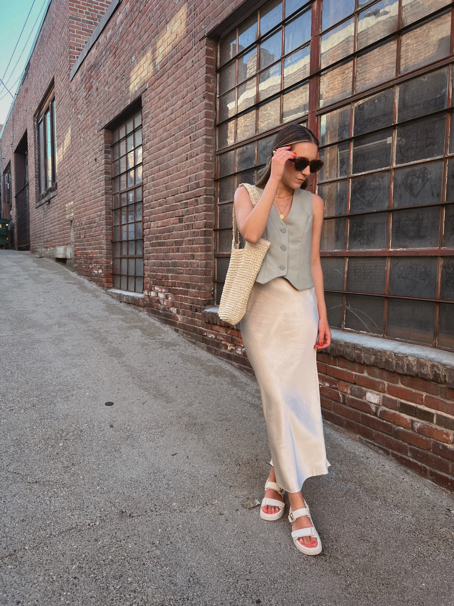 Faux silk maxi skirt on sale✨ wearing a size xs and size xs vest 

Abercrombie style / dad sandals / summer style / Abercrombie / maxi skirt / vest outfit 

#LTKSale #LTKstyletip #LTKFind