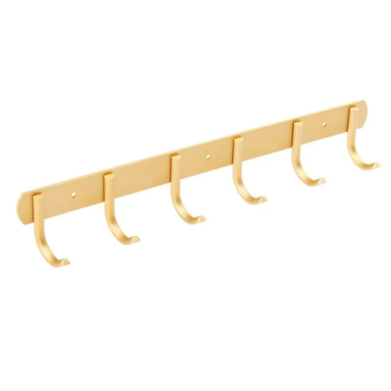 Punch-free Coat Hat Hook Rack Multipurpose Wall Mounted Metal Towel Hanger Gold 6 Hooks | Walmart (US)