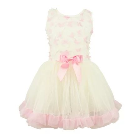 Popatu Baby Girl Sleeveless 3D Butterfly Tutu Dress White Tulle with Ruffles (Infant size- 18 Months | Walmart (US)