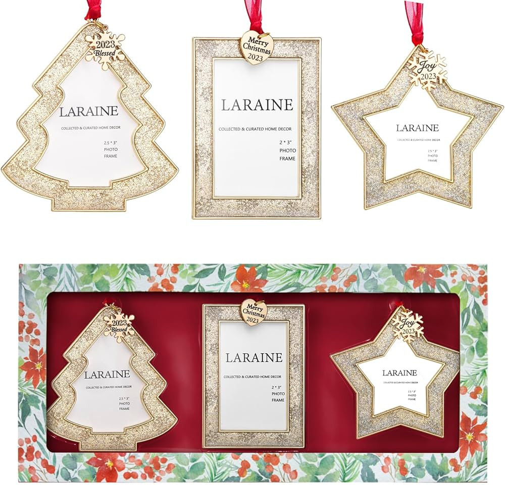 Laraine Christmas Tree Ornaments 3 Pieces – Decorative Hanging 2023 Star Pendant with Small Pic... | Amazon (US)