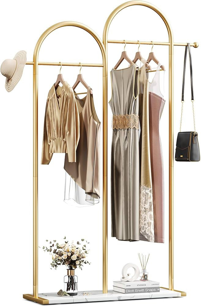 Raybee 76.7" H Coat Racks, Gold Clothing Racks for Hanging Clothes, Freestanding Clothes Rack, Mo... | Amazon (US)