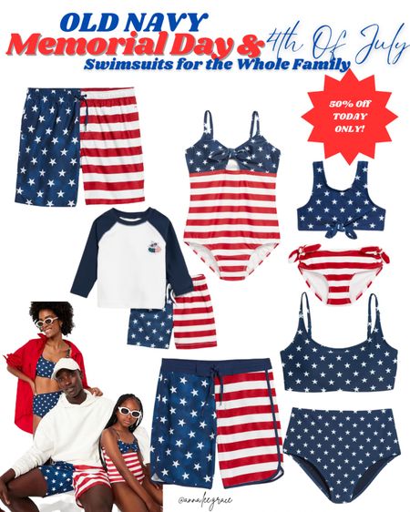 Old navy 50% off swimsuits for the whole family! Love all the patriotic options!! 

#LTKStyleTip #LTKSaleAlert #LTKSwim
