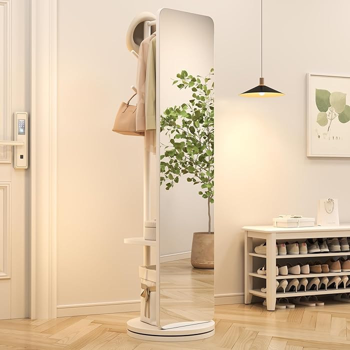70"x19"Full Length Mirror with Stand,Coat Rack with Mirror,Solid Wood Floor Mirror,Swivel Mirrorf... | Amazon (US)