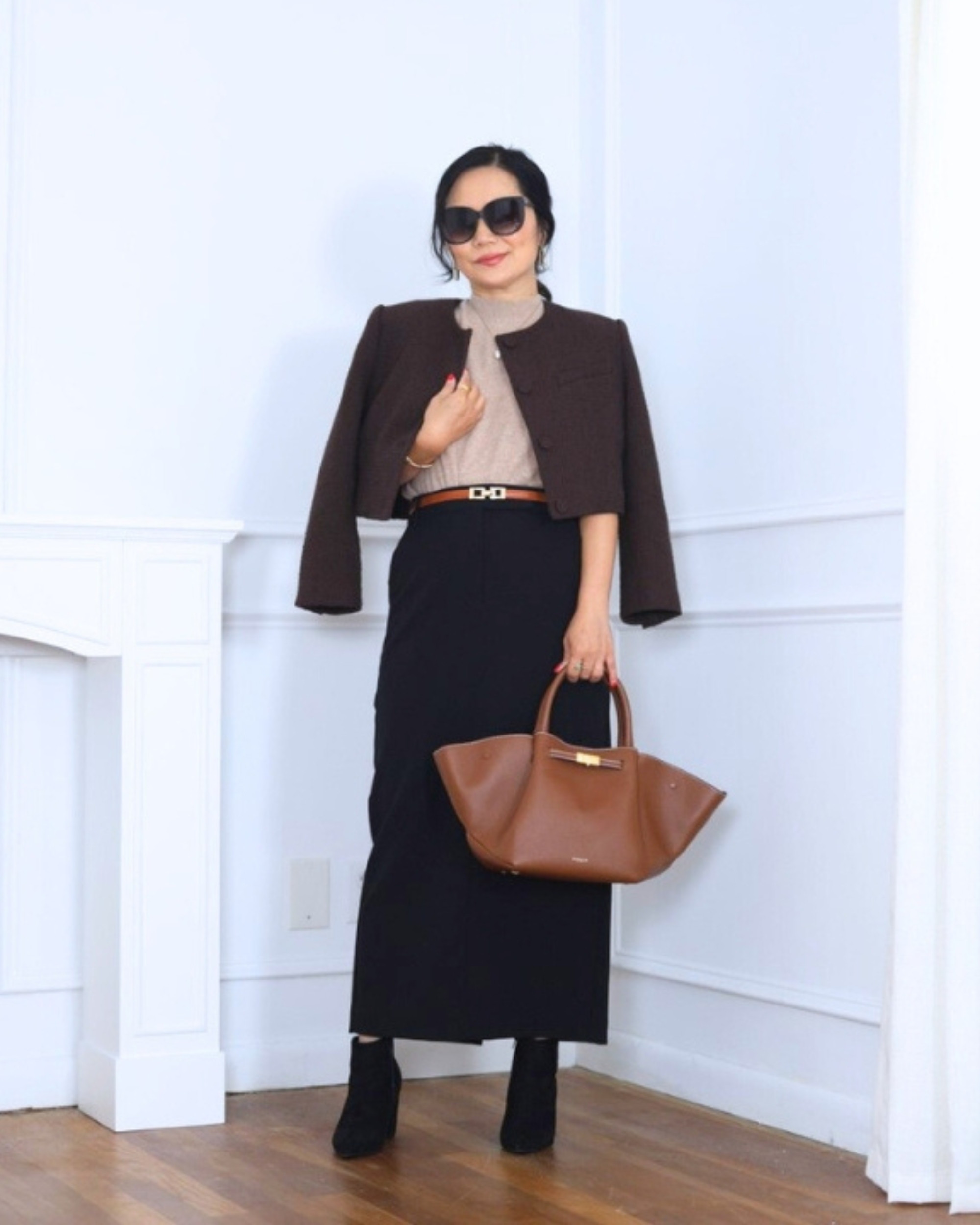 A little mix of textures for today — a tweed jacket from Aritzia, a sleek mock neck top from Quince, and a flowy maxi skirt from Express. Effortlessly chic with just the right balance of structure and softness. I’m 5’2, wearing size XS.

#LTKPetite #LTKOver40 #LTKStyleTip