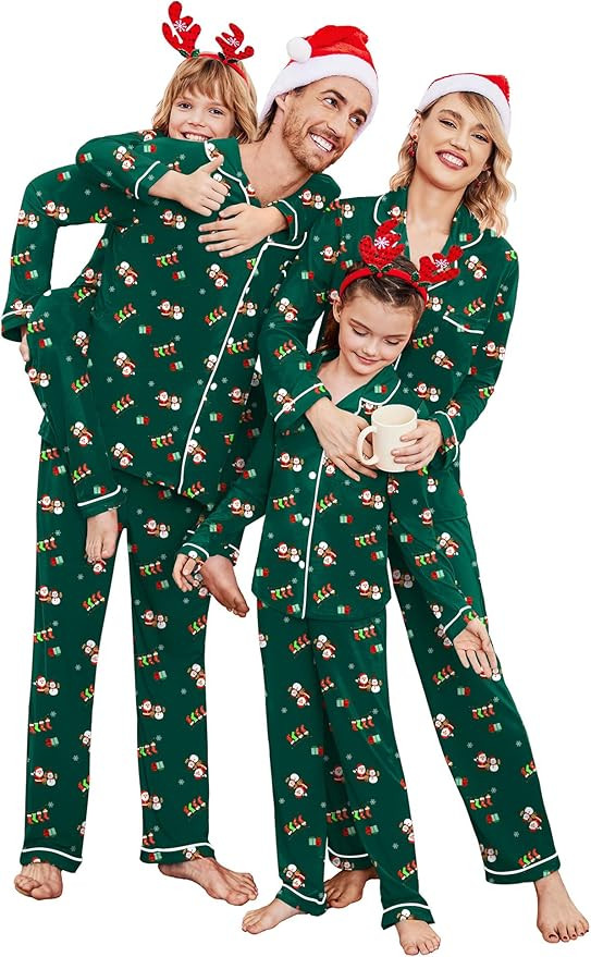 Ekouaer Christmas Family Matching Pajamas Long Sleeve Button Down Pj Set Festival Party Sleepwear | Amazon (US)