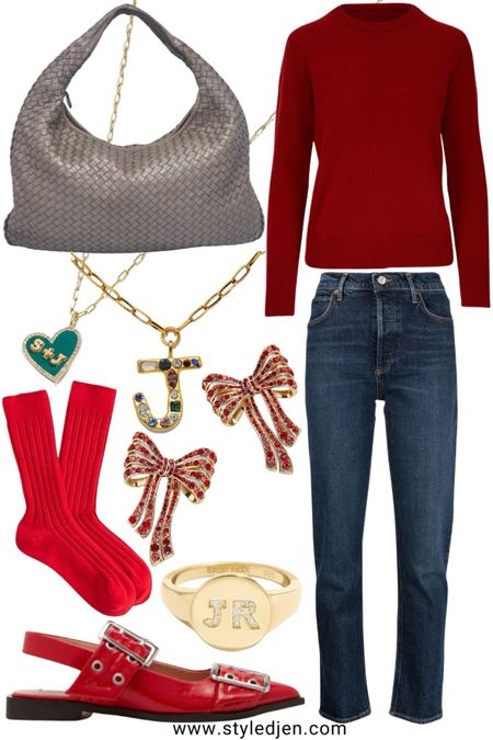Vince red cashmere sweater (s), agolde jeans (25), red buckle flats (tts), bottega Veneta bag, baublebar jewelry 




#LTKSeasonal #LTKfindsunder100 #LTKHoliday