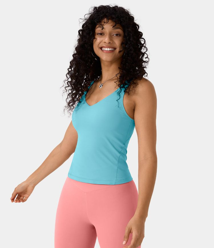 Women’s Softlyzero™ Plush Padded V Neck Plain Tank Top - Halara | HALARA