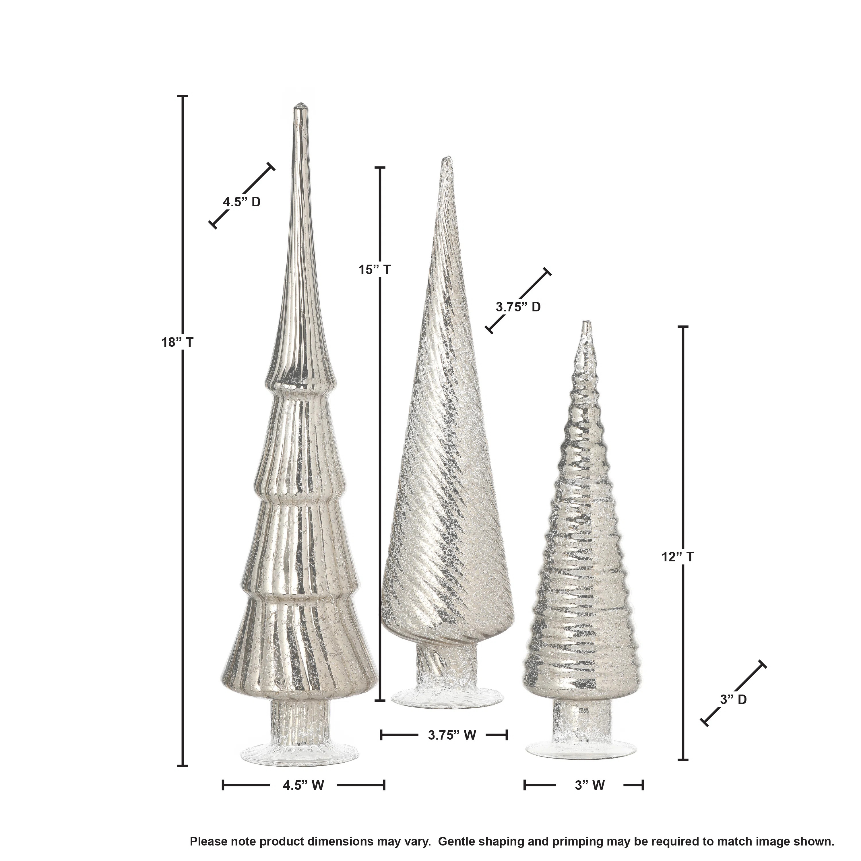 Glyndia 12/15/18" Mercury Glass Tree Trio Set of 3 (Set of 3) | Wayfair North America