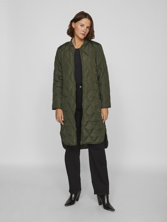 QUILTED ZIPPER COAT | Green | VILA® | Vila.com