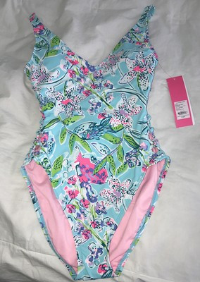 NWT Lilly Pulitzer Dalian Side Lattice Sway This Way One-Piece Swimsuit - Size 2 | eBay US