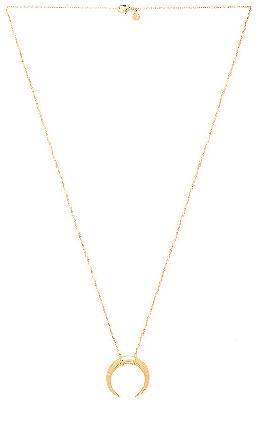 gorjana Cayne Crescent Pendant Necklace in Metallic Gold. | Revolve Clothing