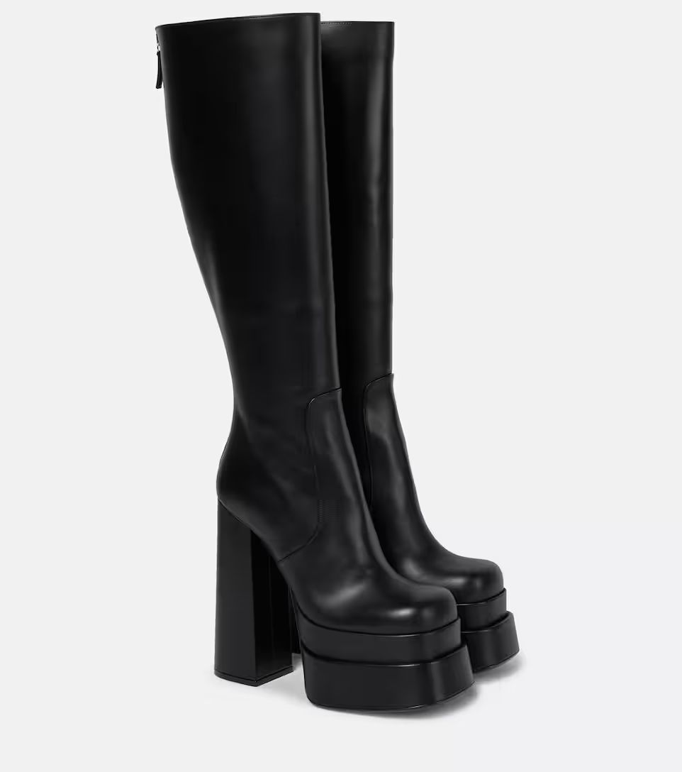 Leather platform knee-high boots | Mytheresa (INTL)