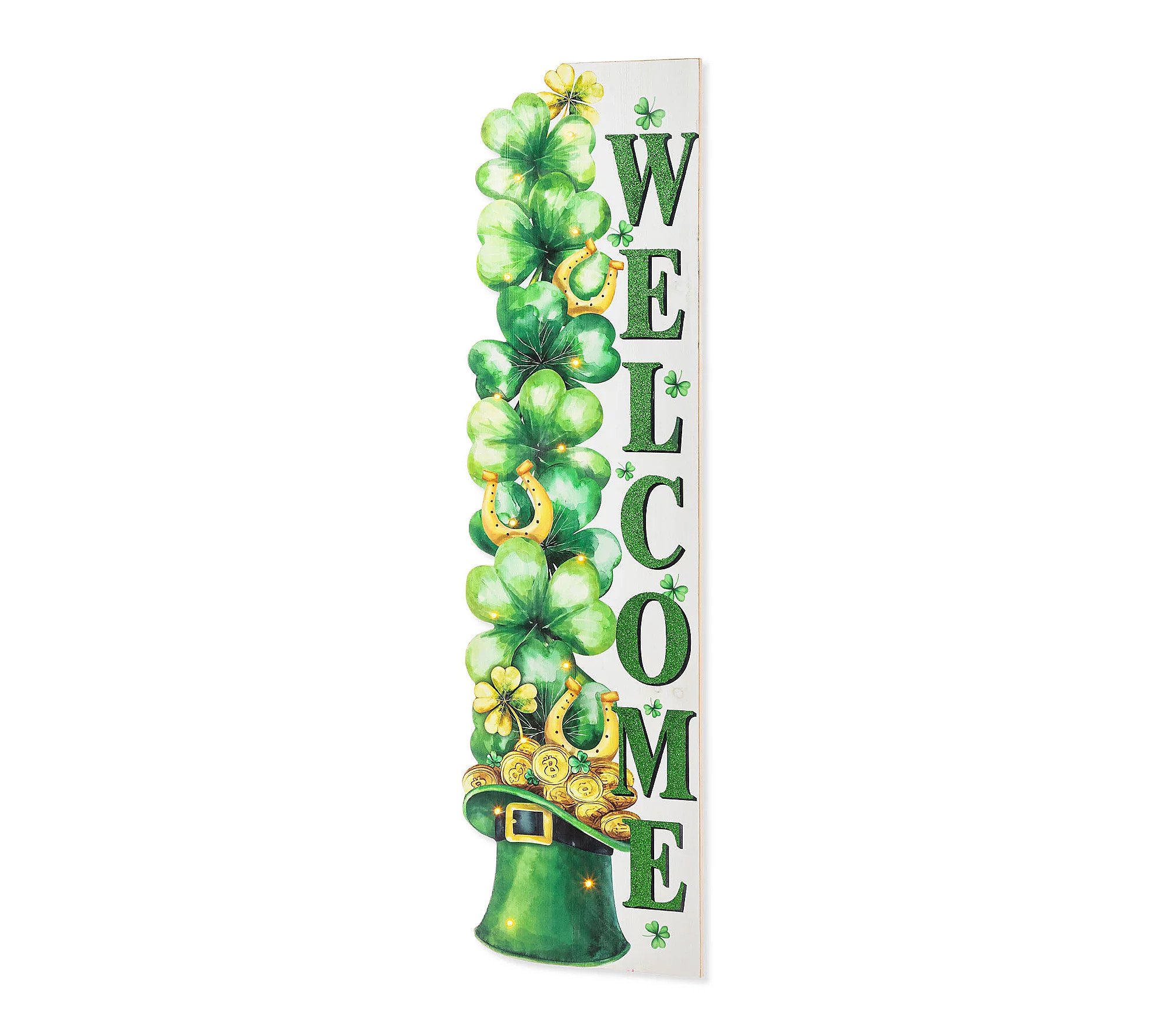 Glitzhome 42""H St Patrick's Stacked Shamrock Po rch Decor | QVC