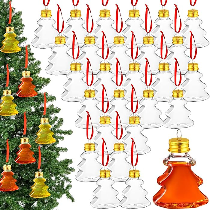 Patelai 36 Pcs Christmas Drink Balls Clear Shot Glass Ornaments Christmas Tree Fillable Ornaments... | Amazon (US)