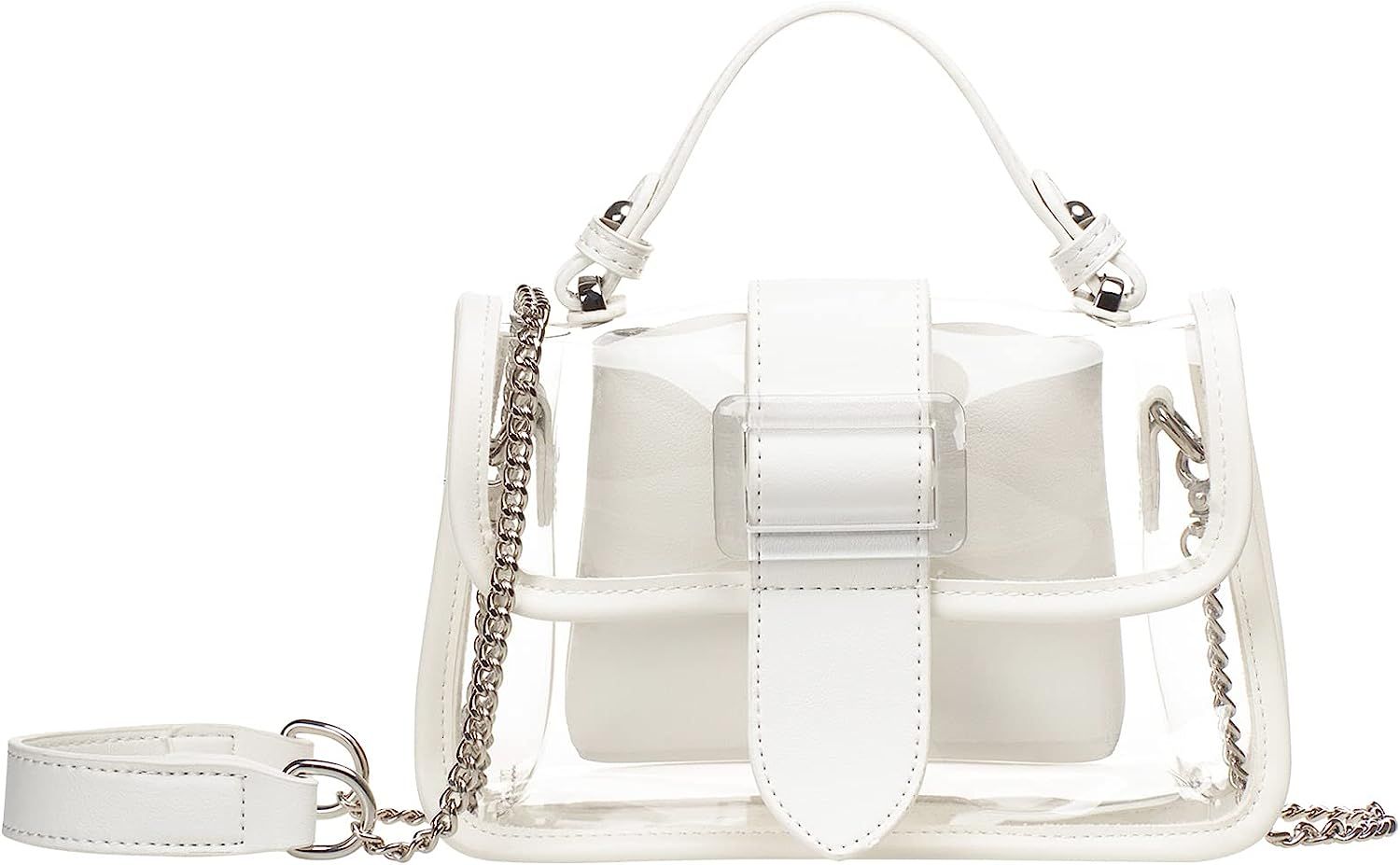 Women Clear Shoulder Bag Purse 2 in 1 Transparent Crossbody Messenger Bag Jelly Handbags Mini Clu... | Amazon (US)