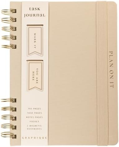 Daily Task Journal by Graphique Luxe Collection, Fabric-Wrapped Hardcover Spiral Notebook for Pla... | Amazon (US)
