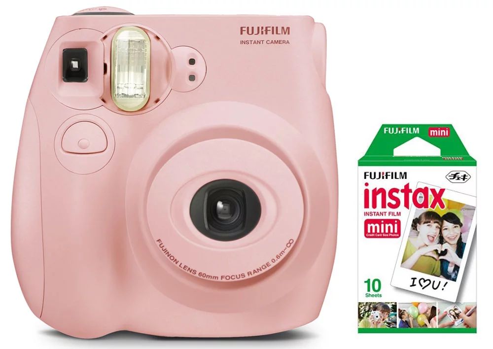 Fujifilm Instax Mini 7S Instant Camera (with 10-pack film) - Pastel Pink | Walmart (US)