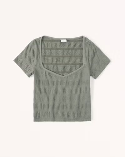 Short-Sleeve Textured Sweetheart Top | Abercrombie & Fitch (US)