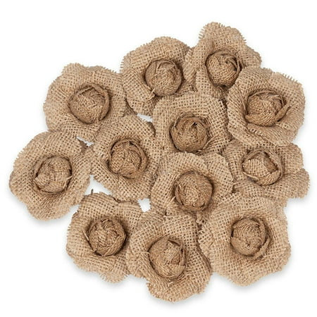 Genie Crafts 12-Pack Lace Burlap 2.5-Inch Fabric Flower Embellishments for Craft, DIY Wedding Decora | Walmart (US)