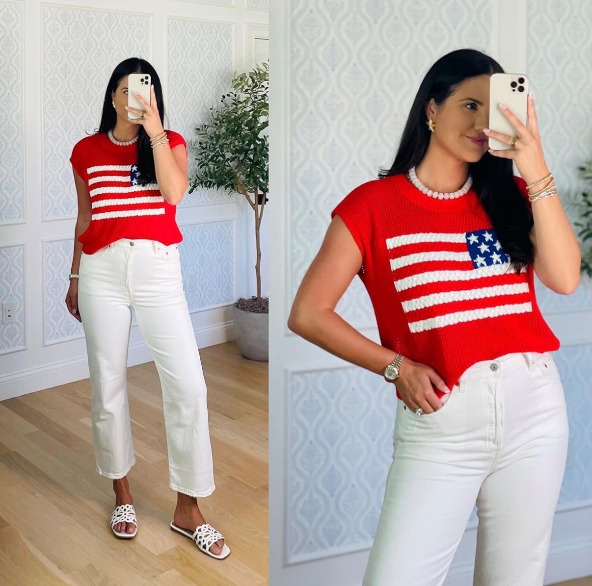 American flag tops with my favorite white jeans! 🇺🇸

#LTKgrwm #LTKootd #LTKSeasonal