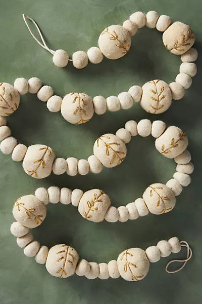 Botanique Wool Ball Garland | Anthropologie (US)