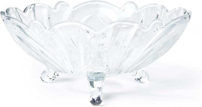 Fruit Bowl for Kitchen Counter Decor - Clear 3 Corners Pedestal Glass Candy Bowl Decorative 9" | Amazon (US)