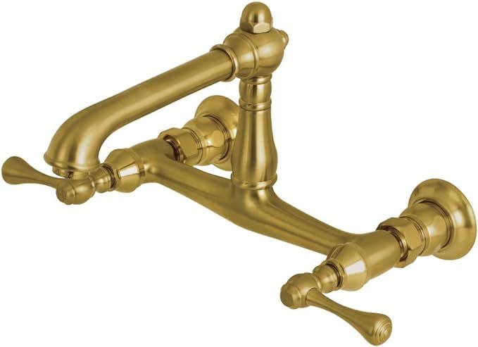 Kingston Brass KS7247BL Wall Mount Bathroom Faucet, Brushed Brass | Amazon (US)